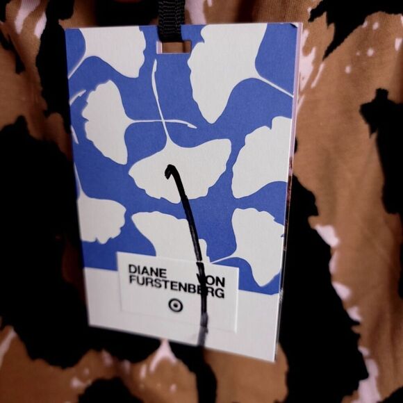 NWT Diane Von Furstenberg Halter Wide Leg Jumpsuit Brown Leopard Womens Plus 2X - Picture 9 of 9